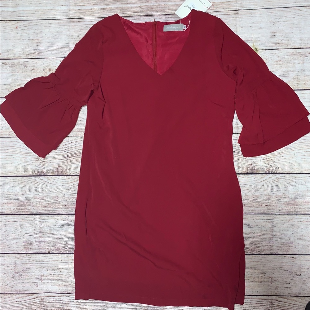 Sweet & cute v neck bell sleeve dress